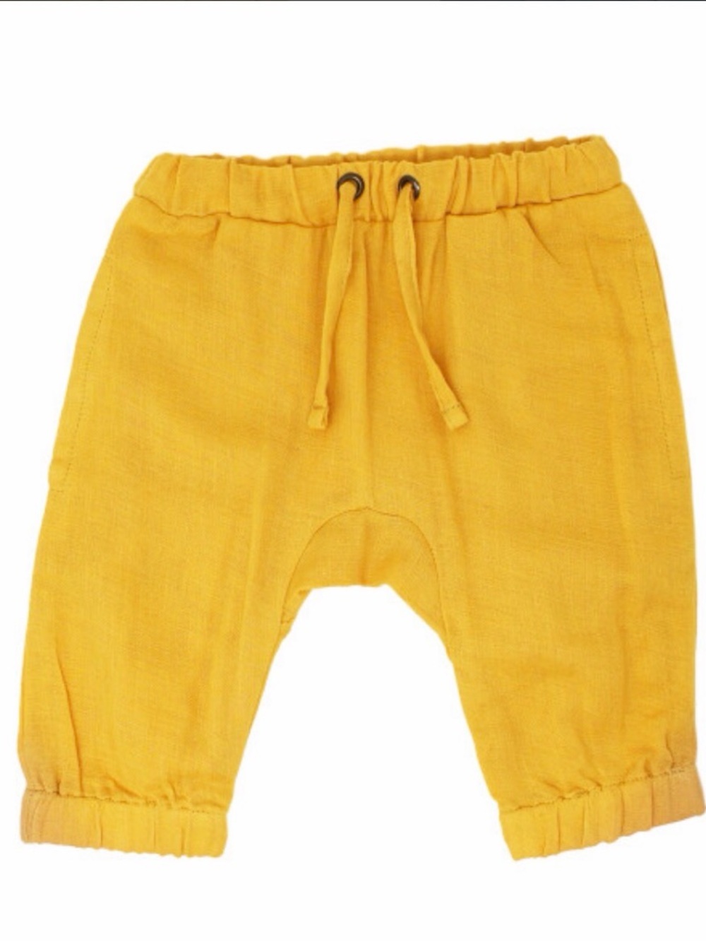 L'ovedbaby Organic Muslin Harem Pants- Saffron Yellow 9-12m
